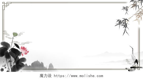 古风纹理古风背景简约背景水墨中国风古典山水风景景色边框背景素材